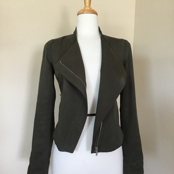 Babaton Aritzia Moto Jacket Olive Green Size 0 - Picture 2 of 12
